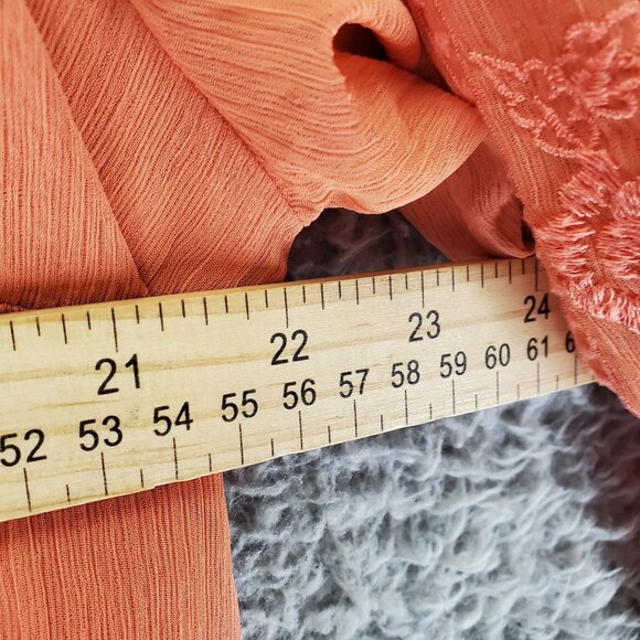 Soft Surroundings Top Womens 1X Orange Embroidered Button Down Boho Blouse - Picture 7 of 9